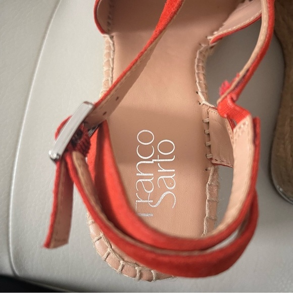 Franco Sarto Celestial Wedge Suede Sandals Orange with silver hardware size 7.5 - Picture 10 of 12